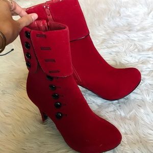 Red Velvet High Heel Booties